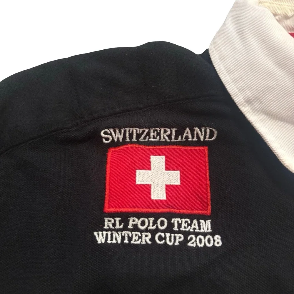 Polo Ralph Lauren Switzerland 08 Winter Cup Snow Polo Rugby Shirt Mens XL‎ Black